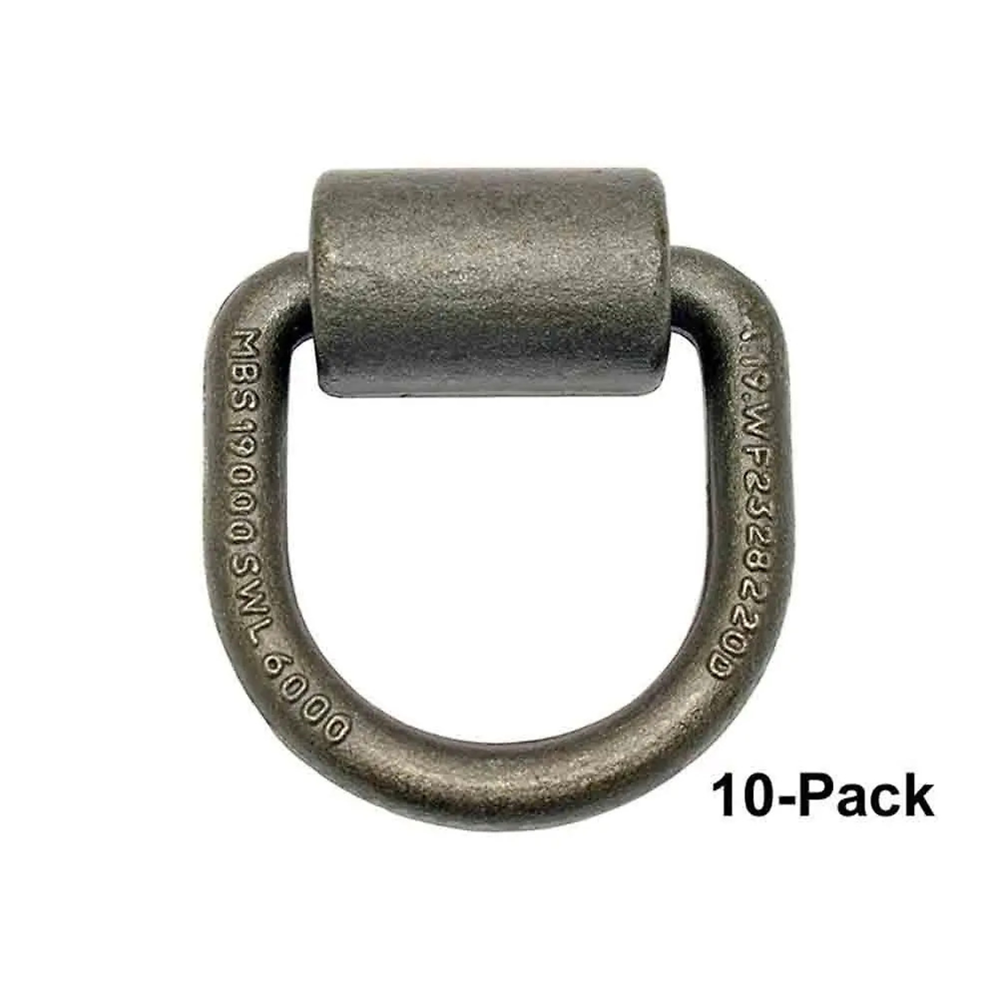 Wallace Forge, 10-Pack Heavy Duty Weld-On Tie-Down Ring, 6K Working Load Limit, 5/8 Diameter Ring, Unpainted, Model# B-40-10